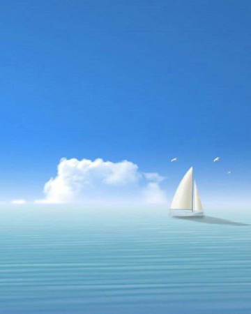 天蓝色一望无边的海景超清唯美图片