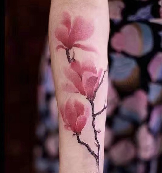 花臂花朵纹身图案时尚美丽