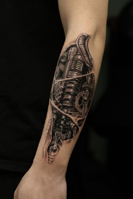 适合男性的机械3d手臂纹身图案2