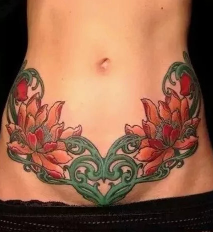 女性腹部的性感私处纹身图案欣赏
