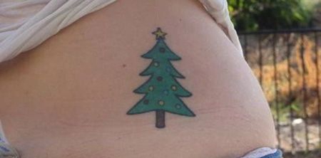 腰部圣诞树纹身图案