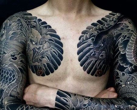 日式胳膊龙蛇纹身图案