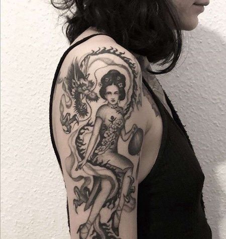 妖姬纹身图案手臂图片