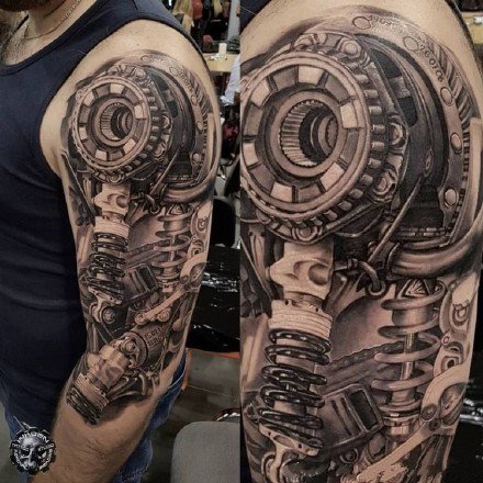 9组狂拽酷炫的立体3d机械臂纹身图案 3d机械臂纹身