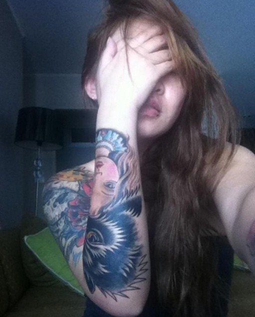 美女性感的花臂纹身图案